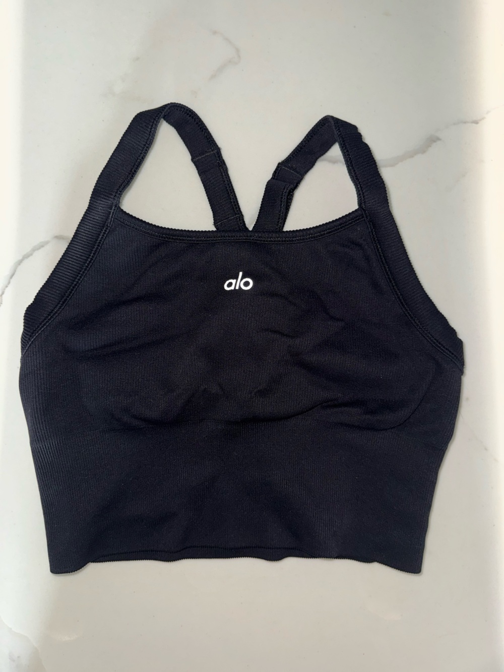 ALO Women’s Black Racerback long bra/crop top